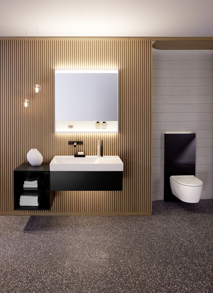 Geberit ONE lavabo ve siyah Monolith Plus (© Geberit)