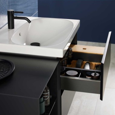 Mix&Match Geberit Acanto gizli sifonlu lavabo ile Geberit ONE lavabo dolabı