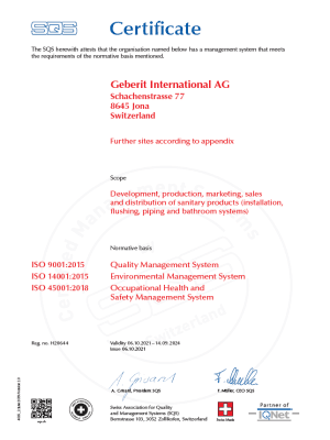 Geberit ISO Sertifikaları Geberit ISO Sertifikaları