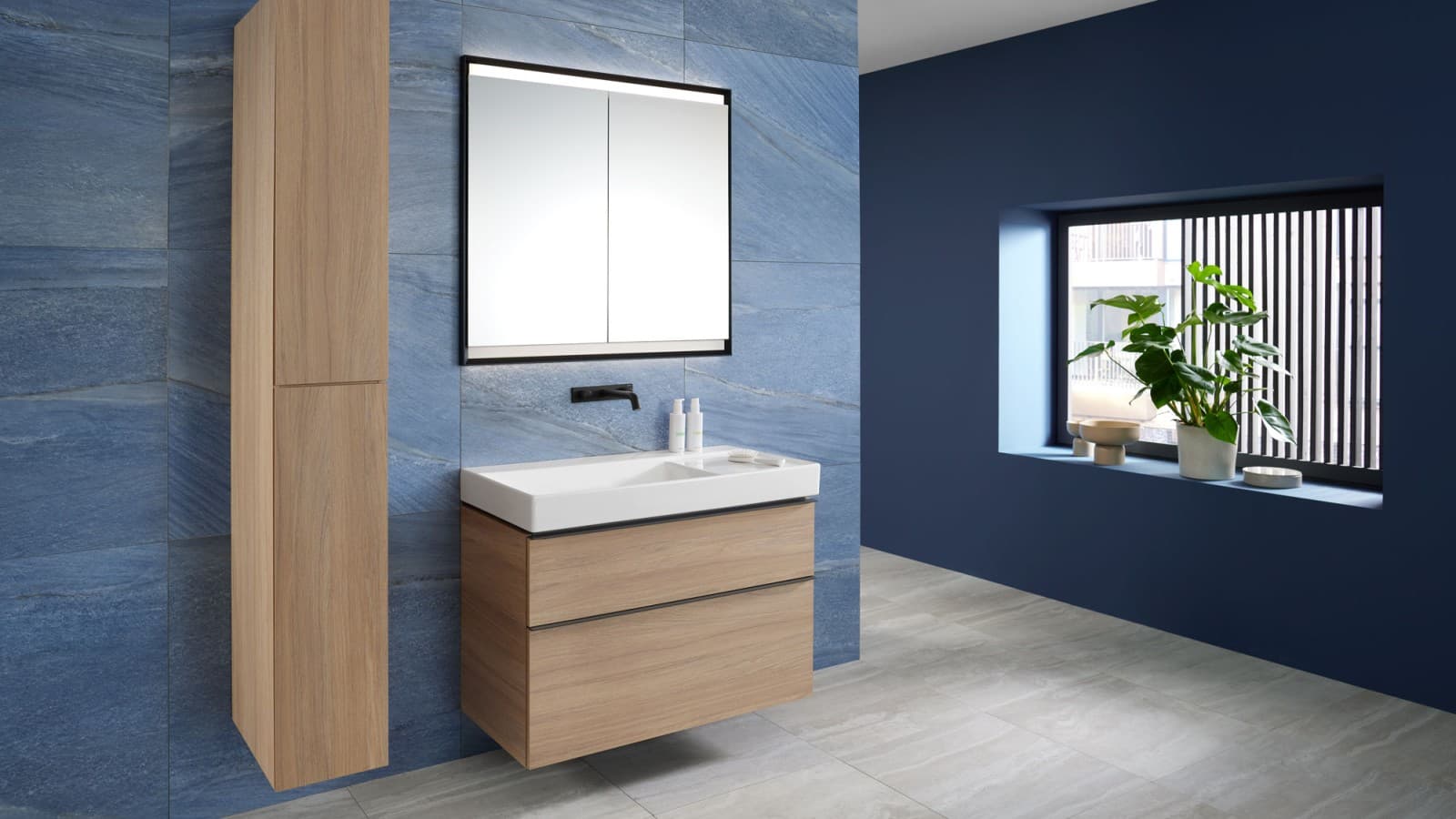 Mix&Match Geberit ONE lavabo ile Geberit iCon banyo dolap ve boy dolabı Mix&Match Geberit ONE lavabo ile Geberit iCon banyo dolap ve boy dolabı