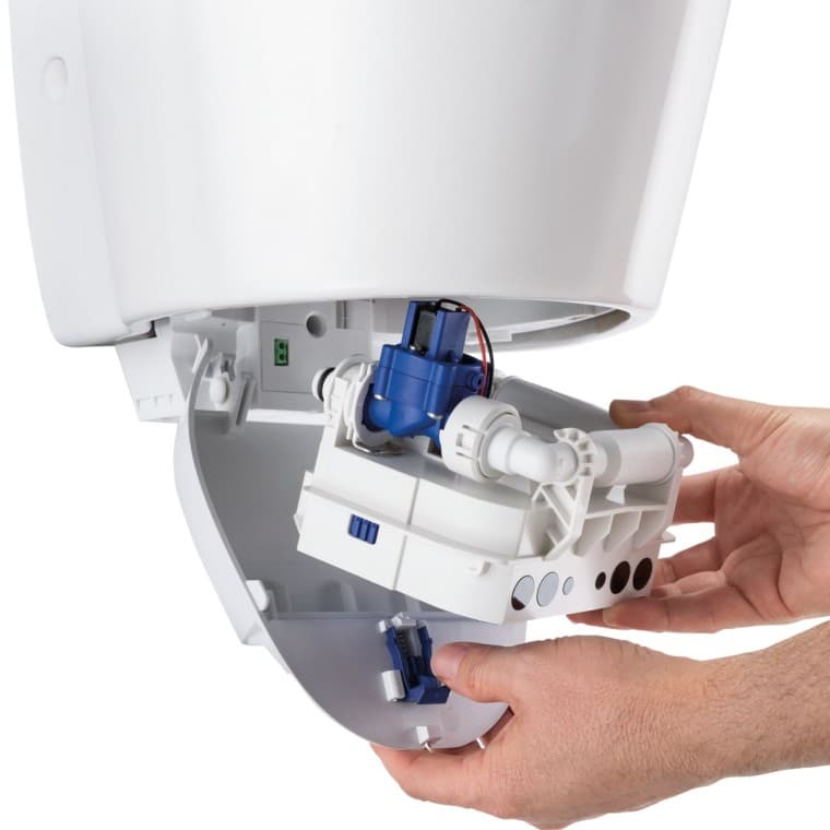 Pratik yerleştirme istasyonundaki Geberit pisuvar yıkama kontrolü ünitesi Pratik yerleştirme istasyonundaki Geberit pisuvar yıkama kontrolü ünitesi