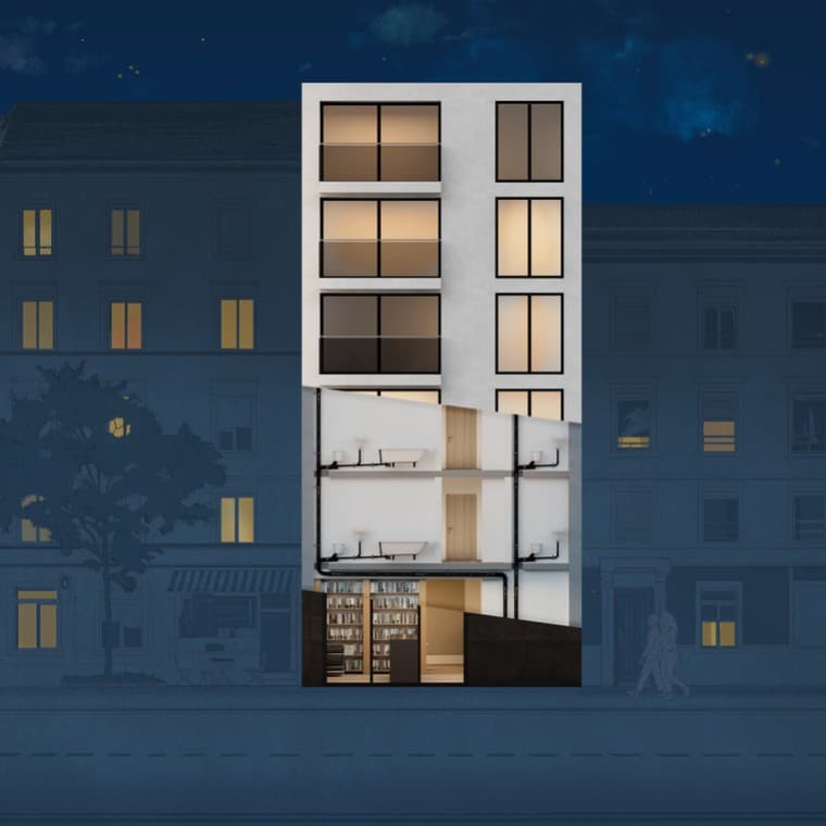 Geberit SuperTube montajı yapılmış bina kesiti Geberit SuperTube montajı yapılmış bina kesiti