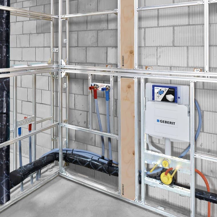 En olağan dışı yapı durumları için bile önceden üretilmiş Geberit GIS montaj modülü. En olağan dışı yapı durumları için bile önceden üretilmiş Geberit GIS montaj modülü.