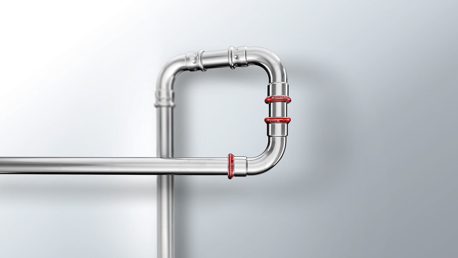 Kırmızı basınç göstergeli Geberit Mapress C çelik fitting Kırmızı basınç göstergeli Geberit Mapress C çelik fitting